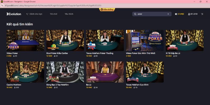 Poker good88 là một tựa game tâm lý, chiến thuật kích thích người chơi gan dạ